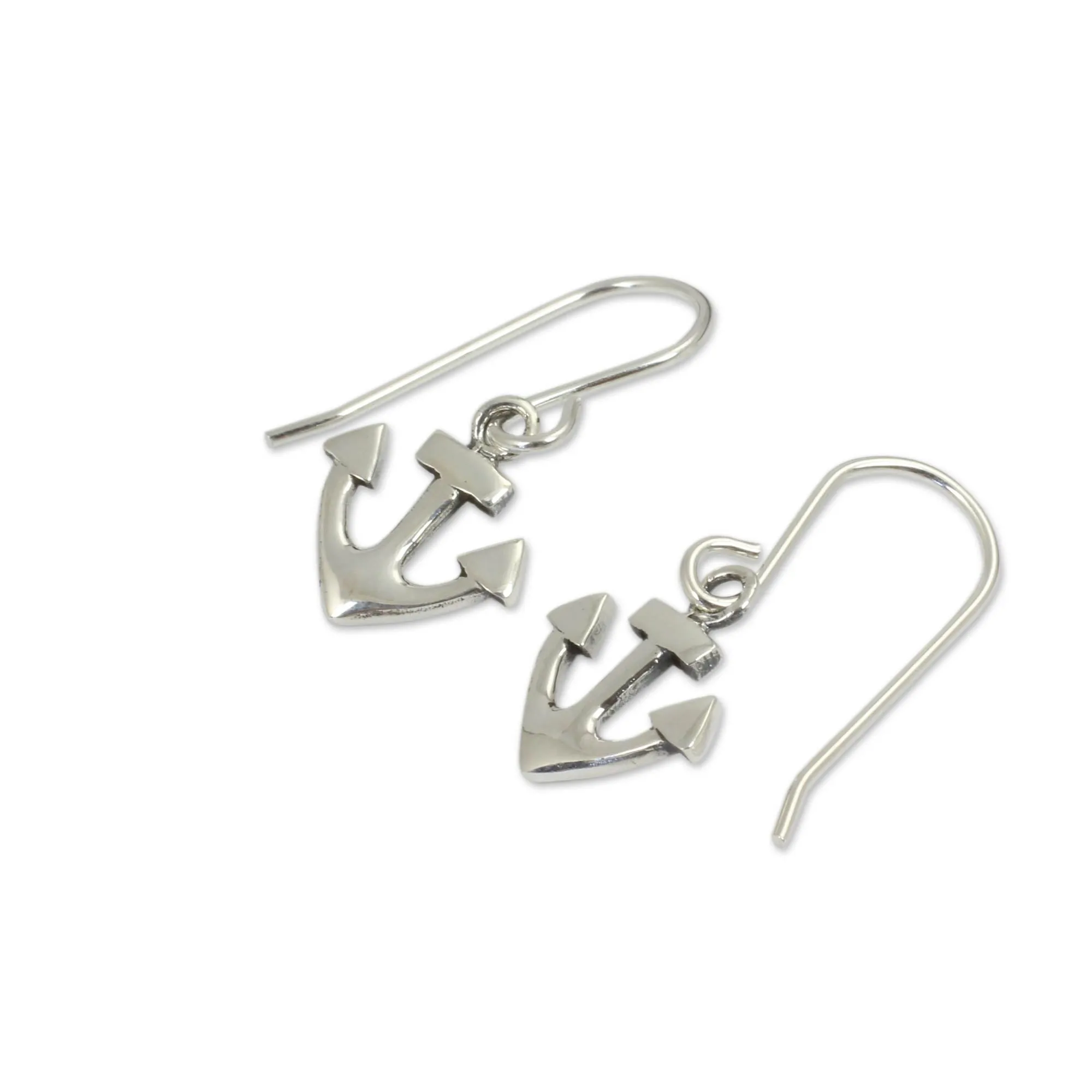 Anchors Aweigh Handcrafted Sterling Silver Anchor Dangle Earrings