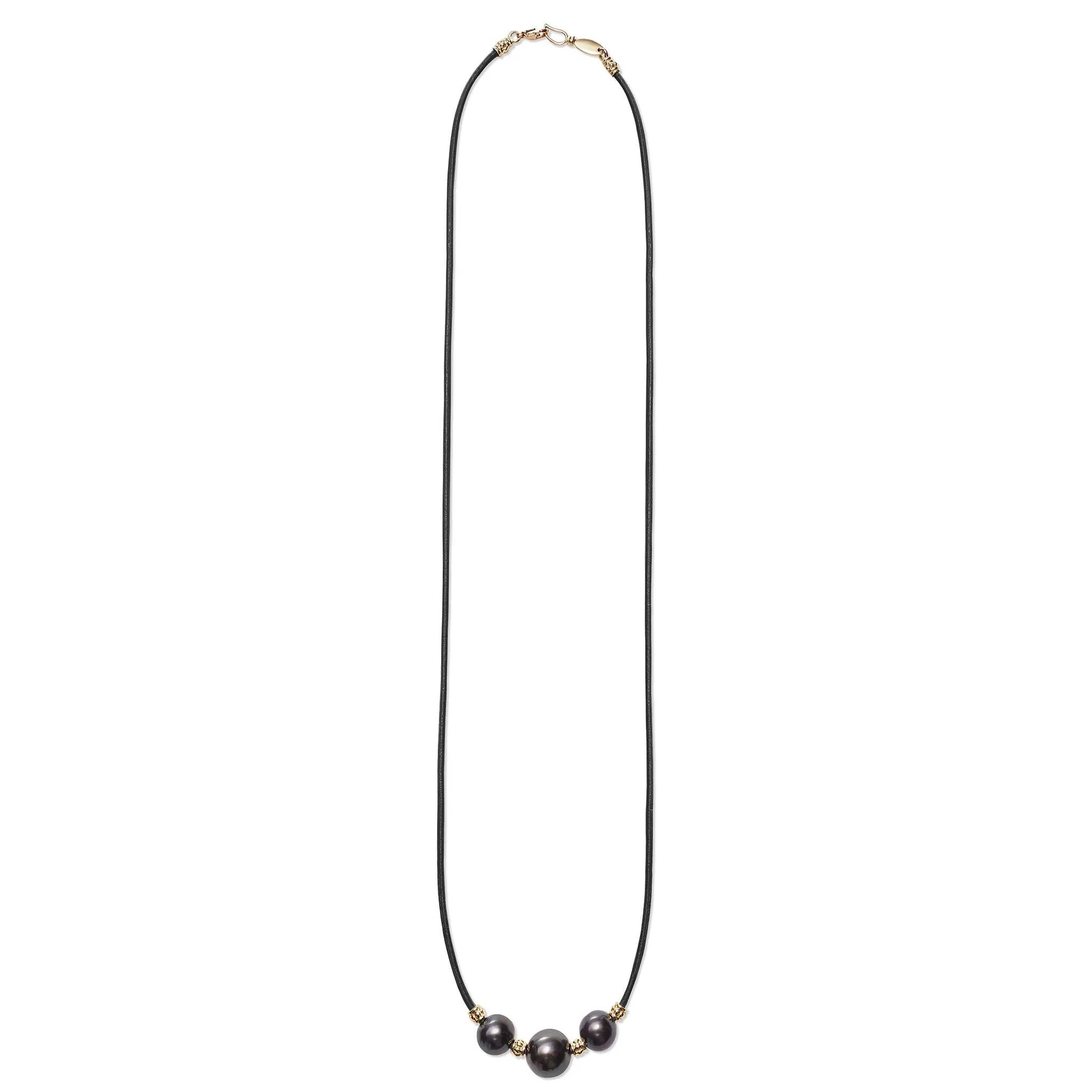 Anthem 18K Gold Triple Tahitian Black Pearl Necklace