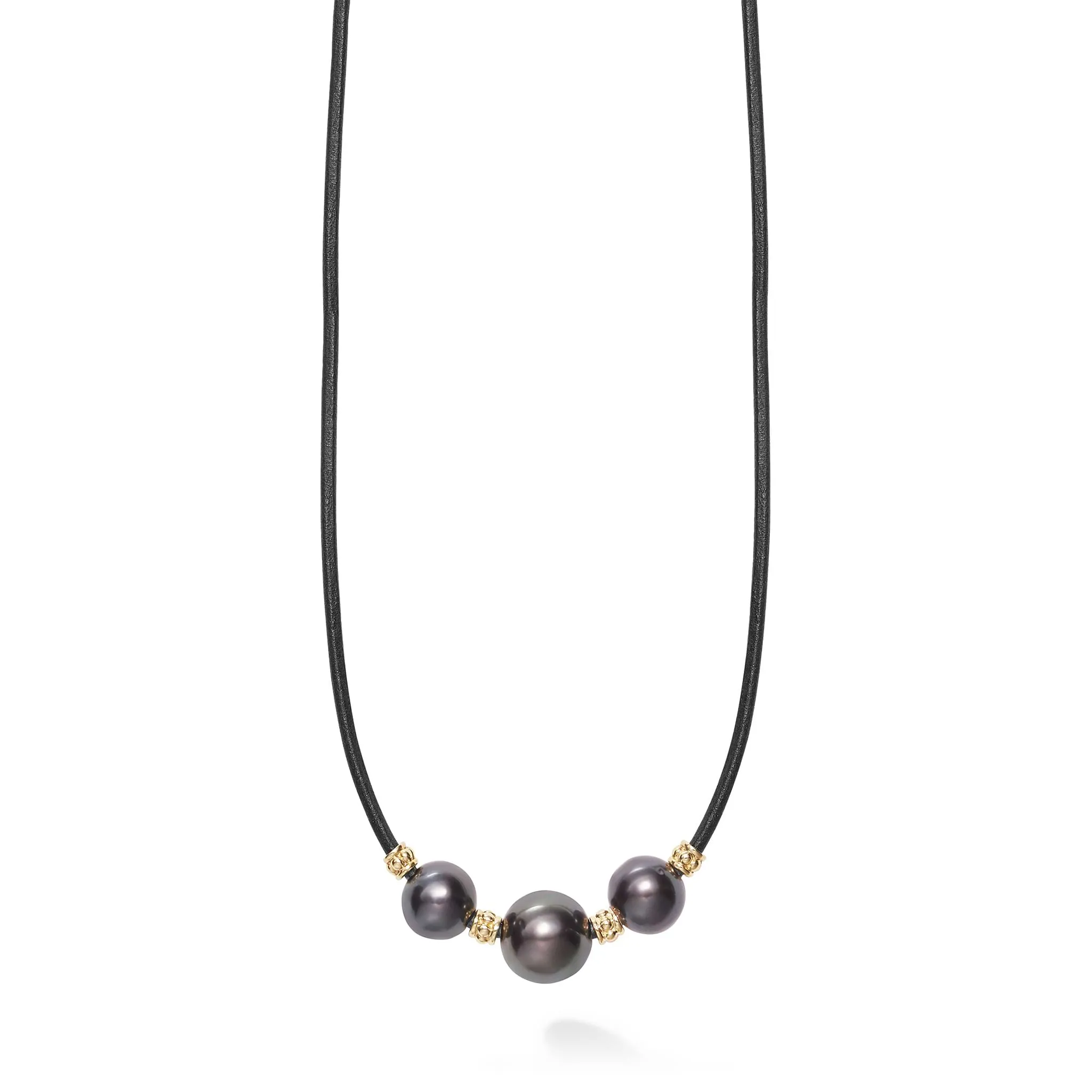 Anthem 18K Gold Triple Tahitian Black Pearl Necklace