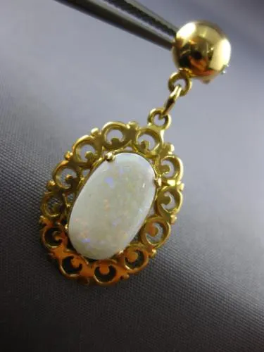 ANTIQUE AAA OPAL 14KT YELLOW GOLD 3D CLASSIC FILIGREE HANGING EARRINGS #22091