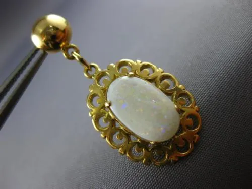 ANTIQUE AAA OPAL 14KT YELLOW GOLD 3D CLASSIC FILIGREE HANGING EARRINGS #22091