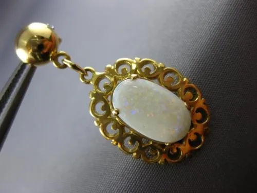 ANTIQUE AAA OPAL 14KT YELLOW GOLD 3D CLASSIC FILIGREE HANGING EARRINGS #22091