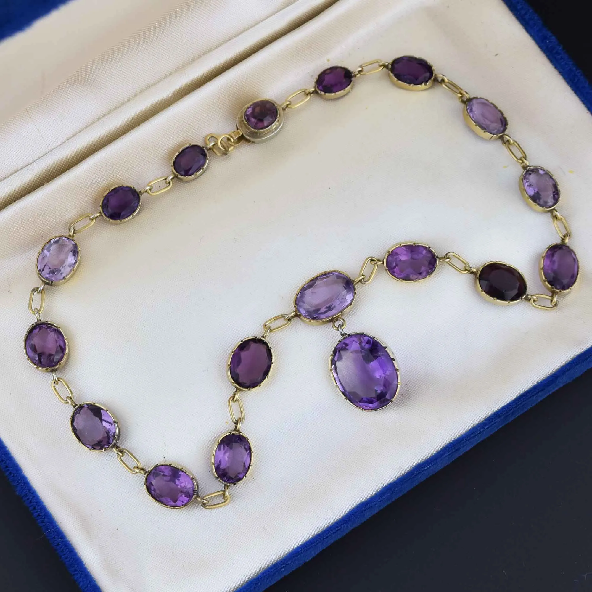 Antique Victorian Natural Amethyst Riviere Choker Necklace