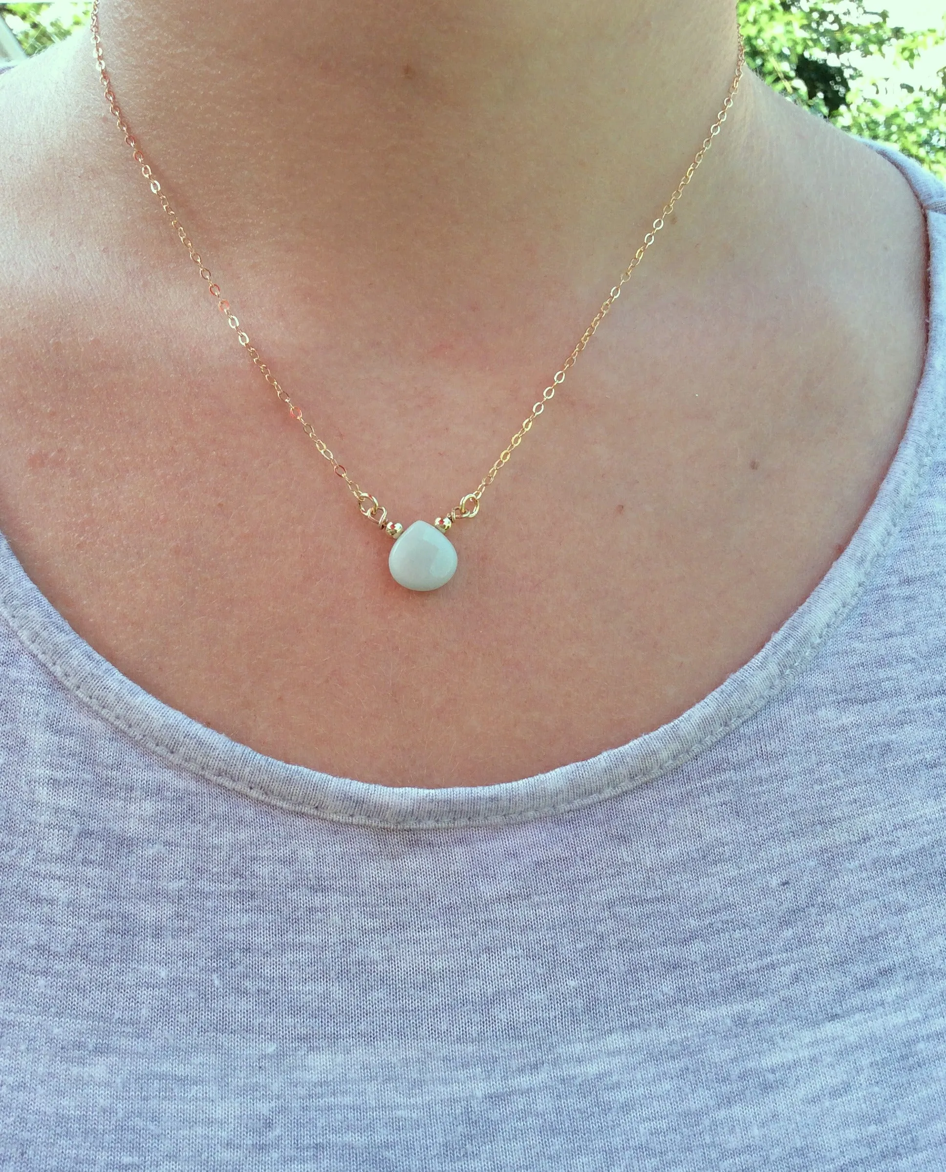 Aqua Blue Chalcedony Necklace | Crystal Choker Stone Necklace