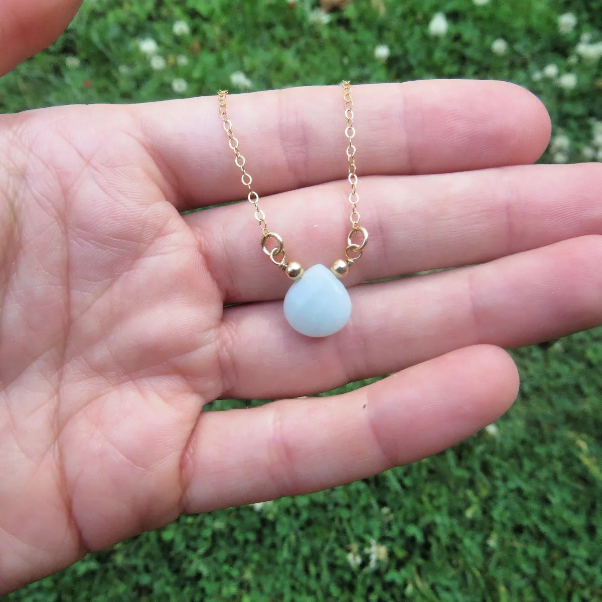 Aqua Blue Chalcedony Necklace | Crystal Choker Stone Necklace