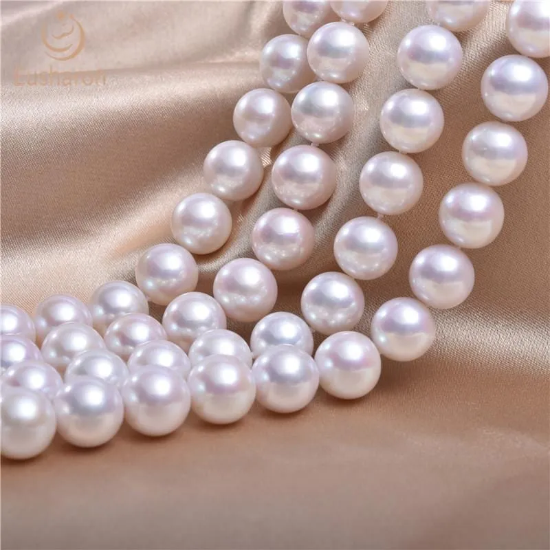 Around 10-11mm White High Luster Pertect Round Long Edison Pearl Necklace