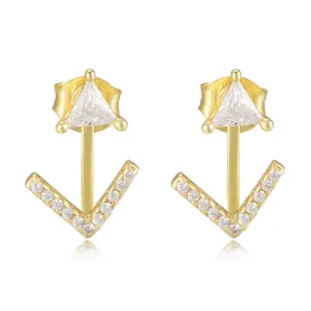 Back Hanging Triangle Arrow Silver Studs Earrings for Women