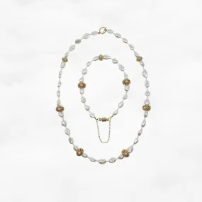 Baroque Pearl Necklace and Bracelet Set with Water Wave