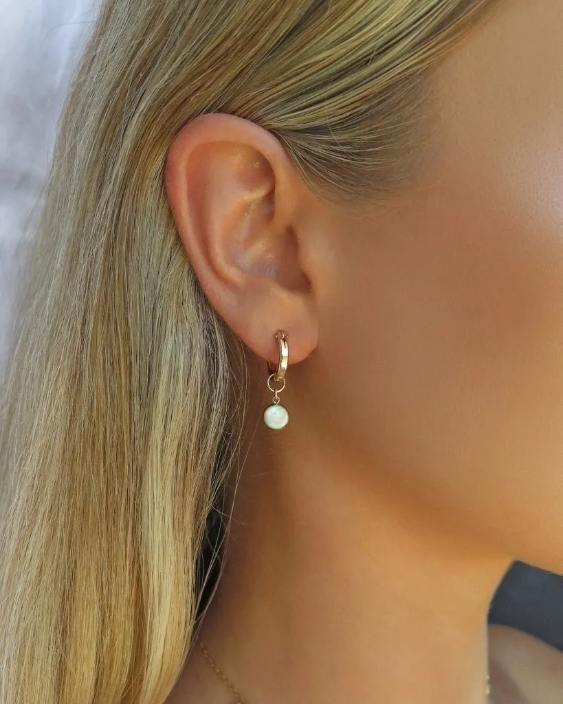 Bello Opal Thick Hoop Earrings  - 14k Yellow Gold Fill