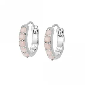 Beloved Pink Opal Huggie Sterling Silver Earrings JE06_SLV