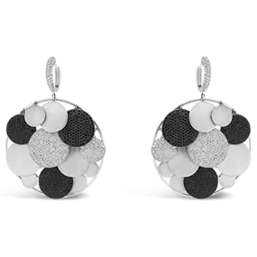 Black & White Diamond Multi-Disc Dangle Earrings