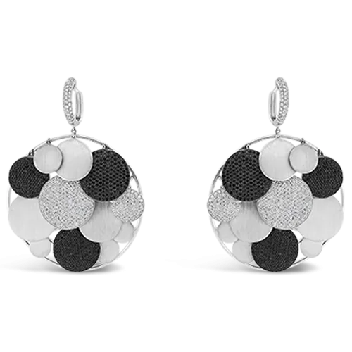 Black & White Diamond Multi-Disc Dangle Earrings