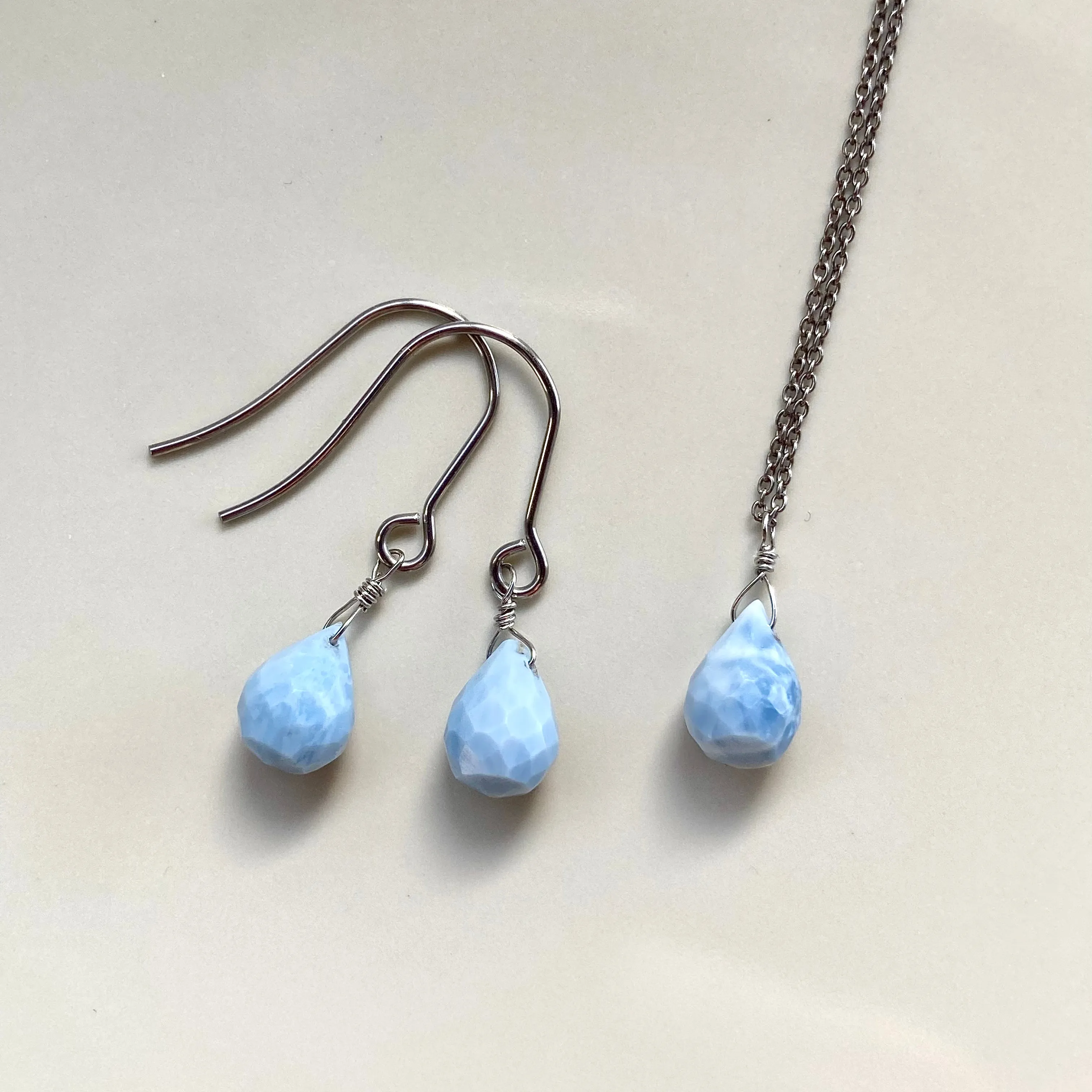Blue Opal Short Pierces / Earrings (SILVER)