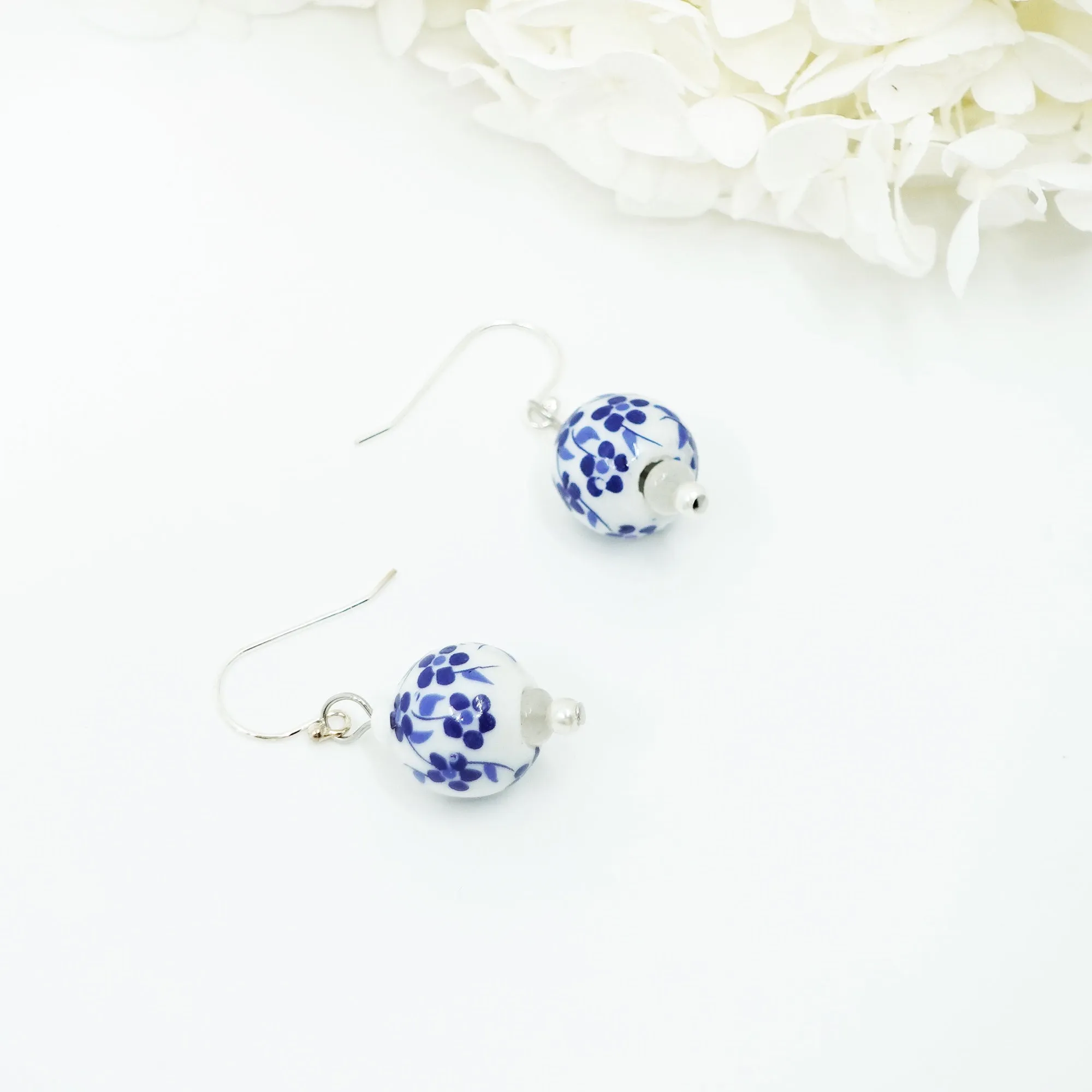 Blue Plum Blossom Porcelain Earrings