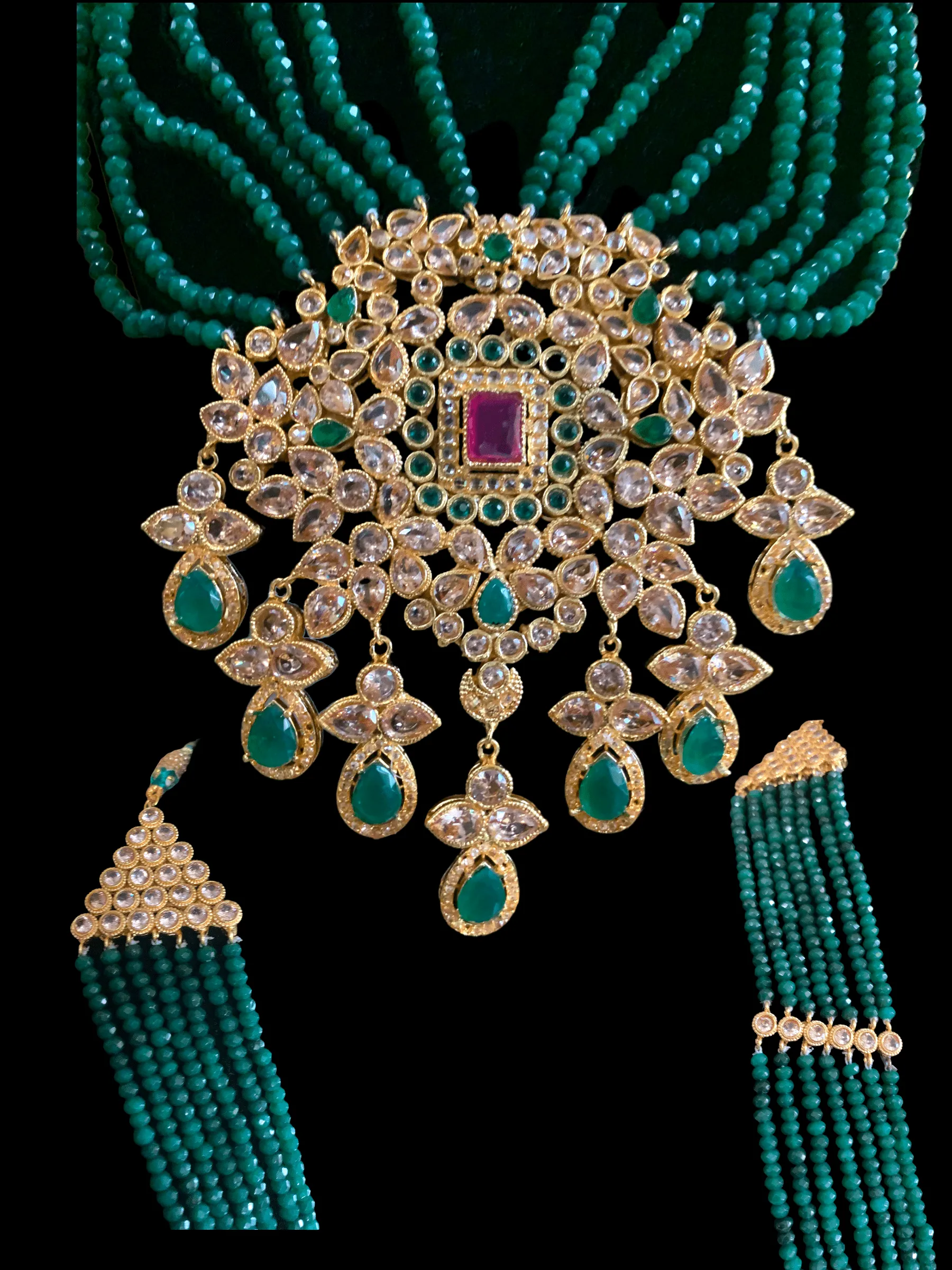 BR80 Tooba bridal set in ruby emerald ( READY TO SHIP )