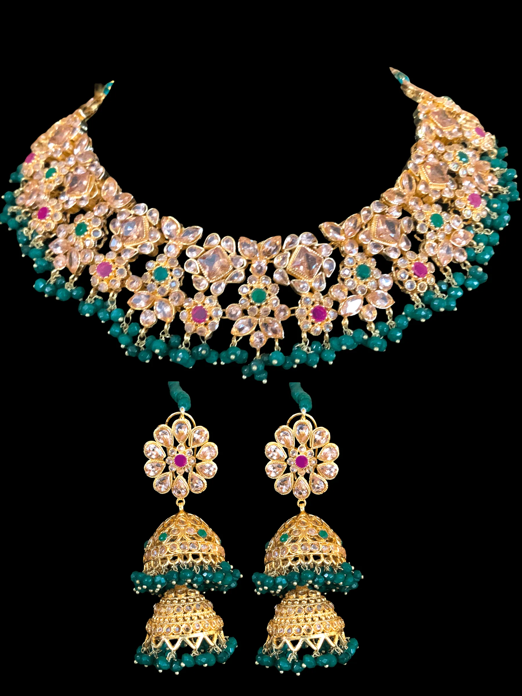 BR80 Tooba bridal set in ruby emerald ( READY TO SHIP )