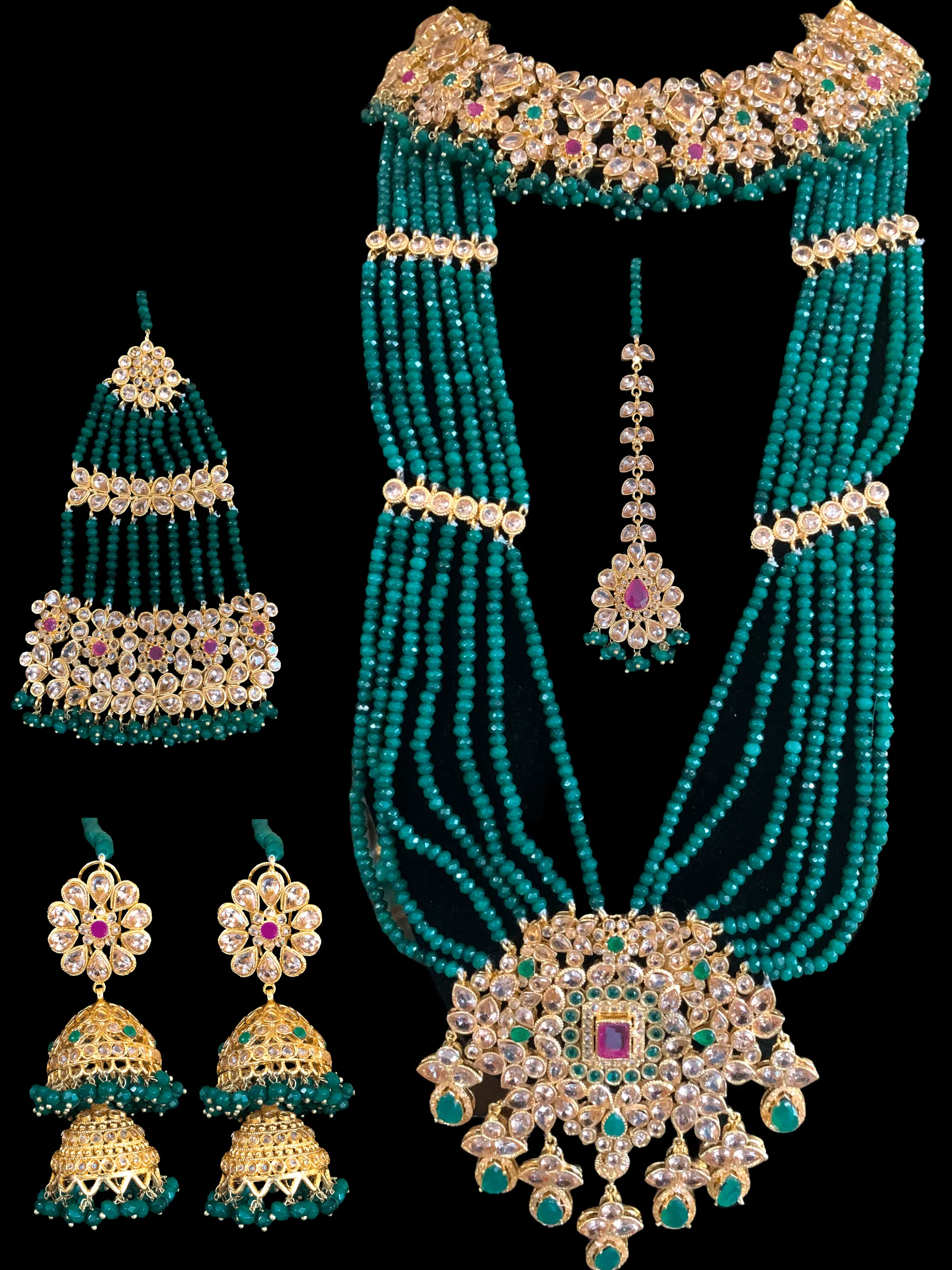 BR80 Tooba bridal set in ruby emerald ( READY TO SHIP )