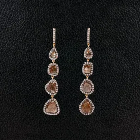 Brown Diamond Slice Dangle Earrings