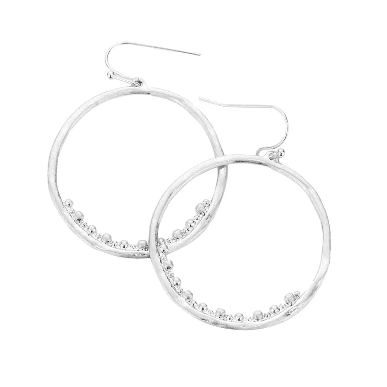 Bubble Detailed Irregular Metal Open Circle Dangle Earrings