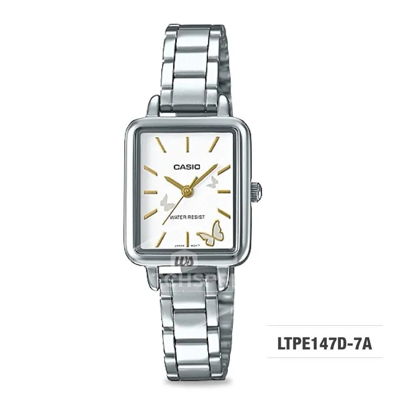 Casio Ladies' Fashion Standard Analog Silver Stainless Steel Watch LTPE147D-7A LTP-E147D-7A