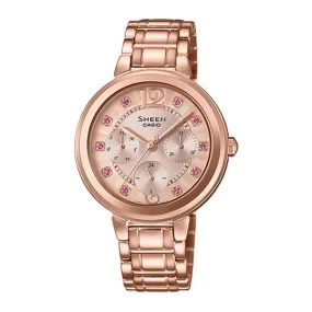 Casio Sheen Color Series with Swarovski’?????¶ôÇï¶ôǝ??’?????¶ôÇï¶ôǝ?’?????¶ôÇï¶ôíôÇïÇ?ÇîÇ??€õ’??ǯ¶ôÇû¶ô¶©Ç??€õ????? Crystals Pink Gold Ion Plated Stainless Steel Band Watch SHE3048PG-4B SHE-3048PG-4B