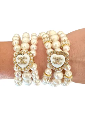 CC Pearl Heart Button bracelet