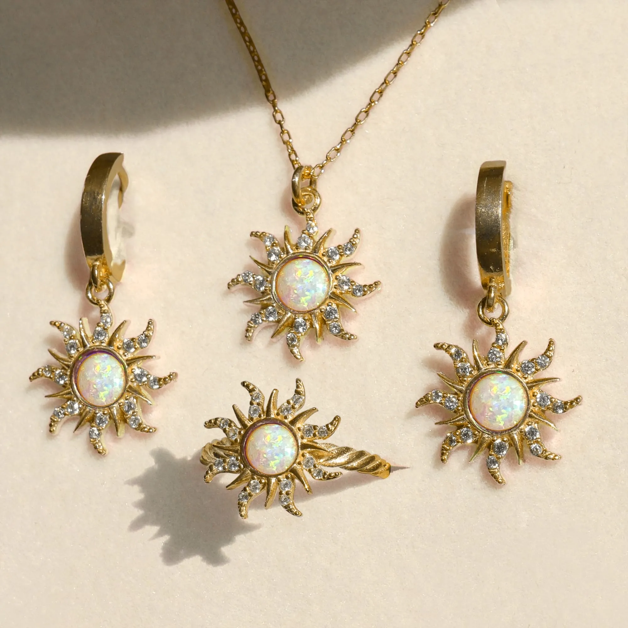 Celestial Opal Sun Drop Earrings