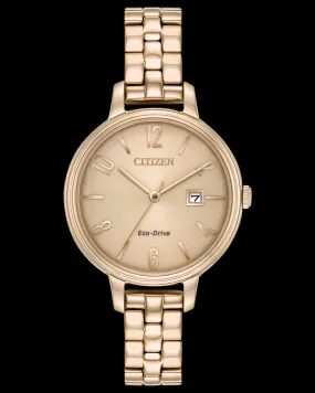 Citizen Womens 31mm Rose Gold Dial Eco-Drive Solar Watch EW2443-55X