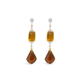 Citrine & Diamond Dangle Estate Earrings