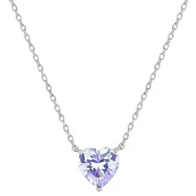 Classic Women's Necklace - Silver Light Amethyst June Heart Perciosa Crystal | M-7127