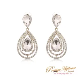 Clear Zircon Trendy Tear drop Crystal 18k Gold plate Cocktail Party Earring