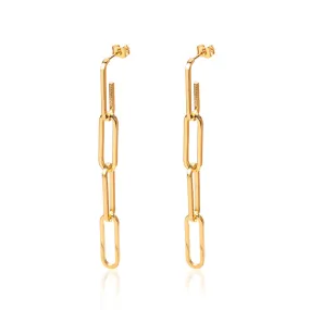 Clip Chain Dangle Earrings - Gold