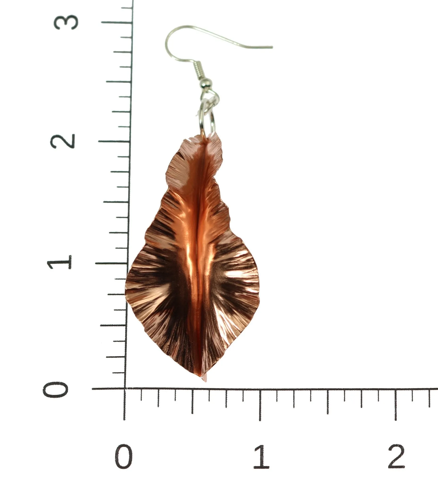 Copper Fold Formed Leaf Dangle Earrings