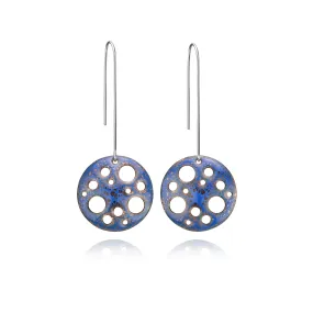 Crackle Moon Earrings in Blue by Lena Binnington