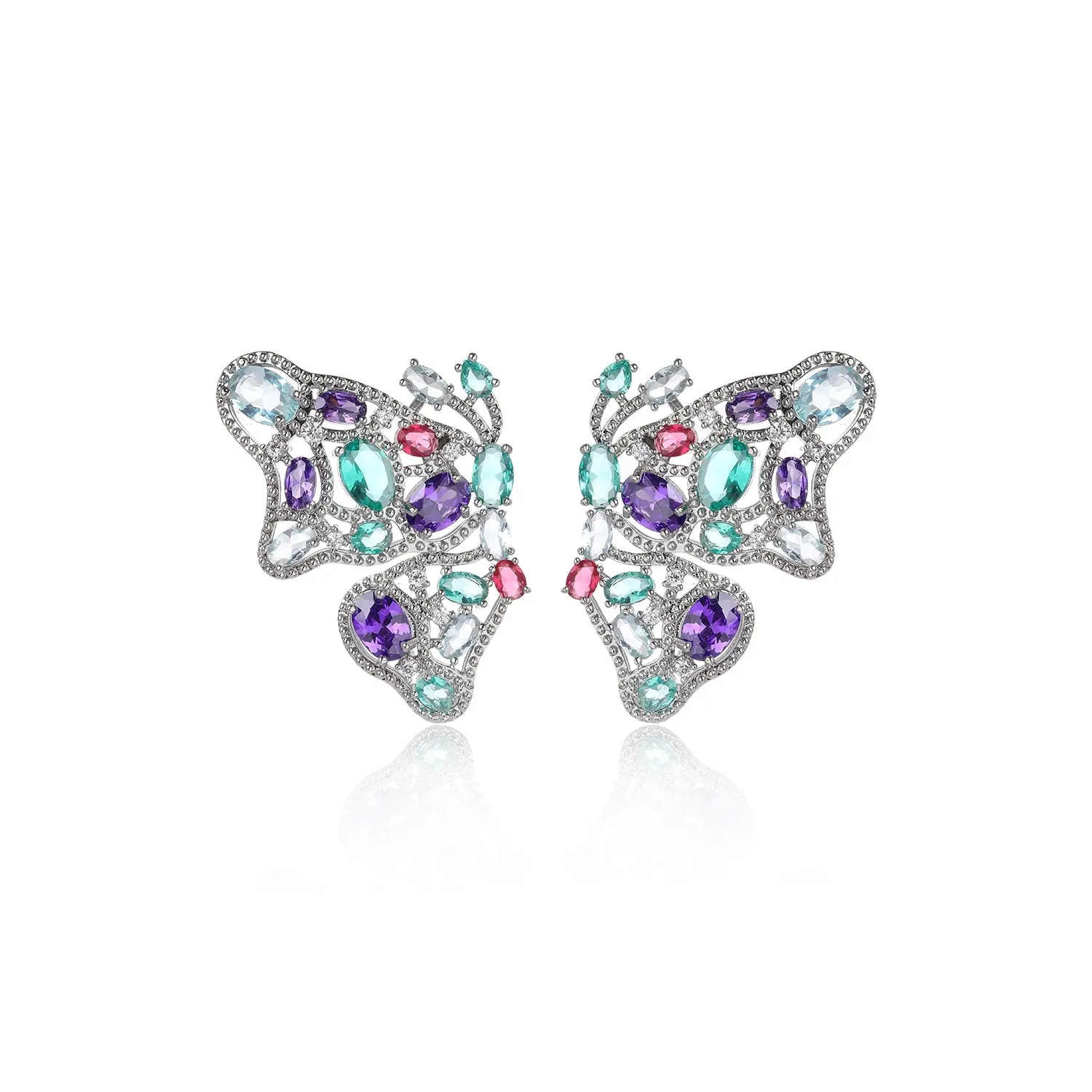 Cubic Zircon Butterfly Earrings for Wedding, Crystals Stud Earring for Bride, Women Girl Birthday Party Jewelry CE11888