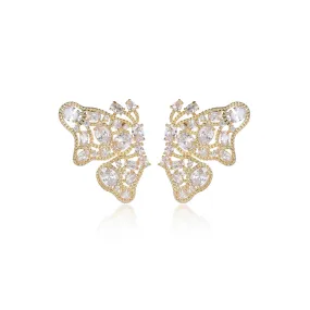 Cubic Zircon Butterfly Earrings for Wedding, Crystals Stud Earring for Bride, Women Girl Birthday Party Jewelry CE11888