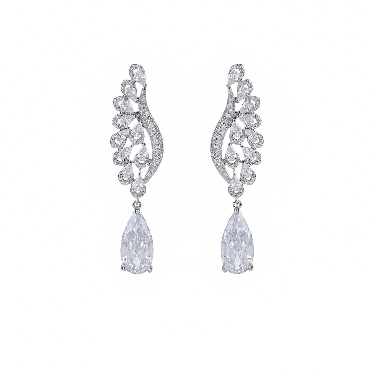 Cubic Zircon Crystal Angel Wing Earrings for Weddings Special Formal Events