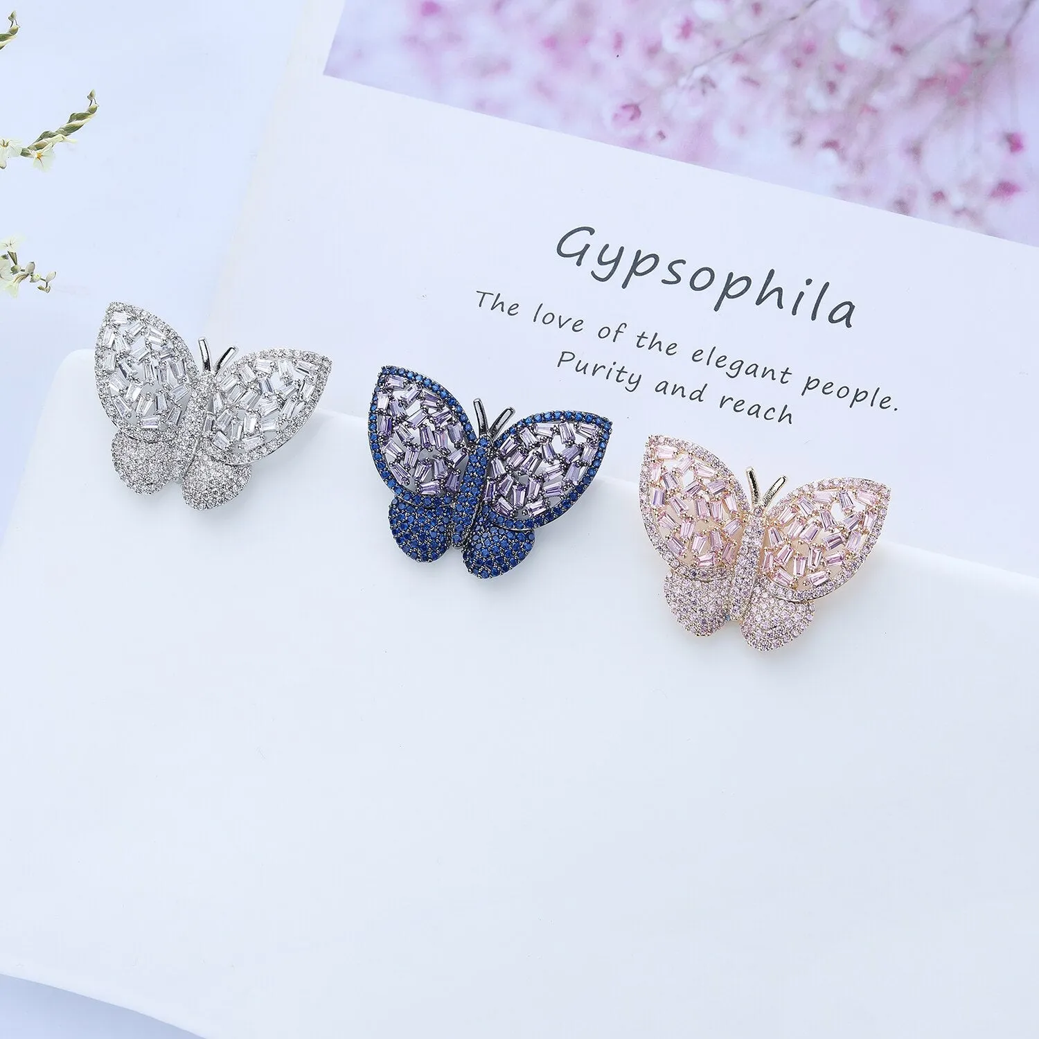 Cubic Zircon CZ Butterfly Earrings for Wedding, Crystals Drop Earring for Bride, Women Girl Birthday Party Jewelry CE11483