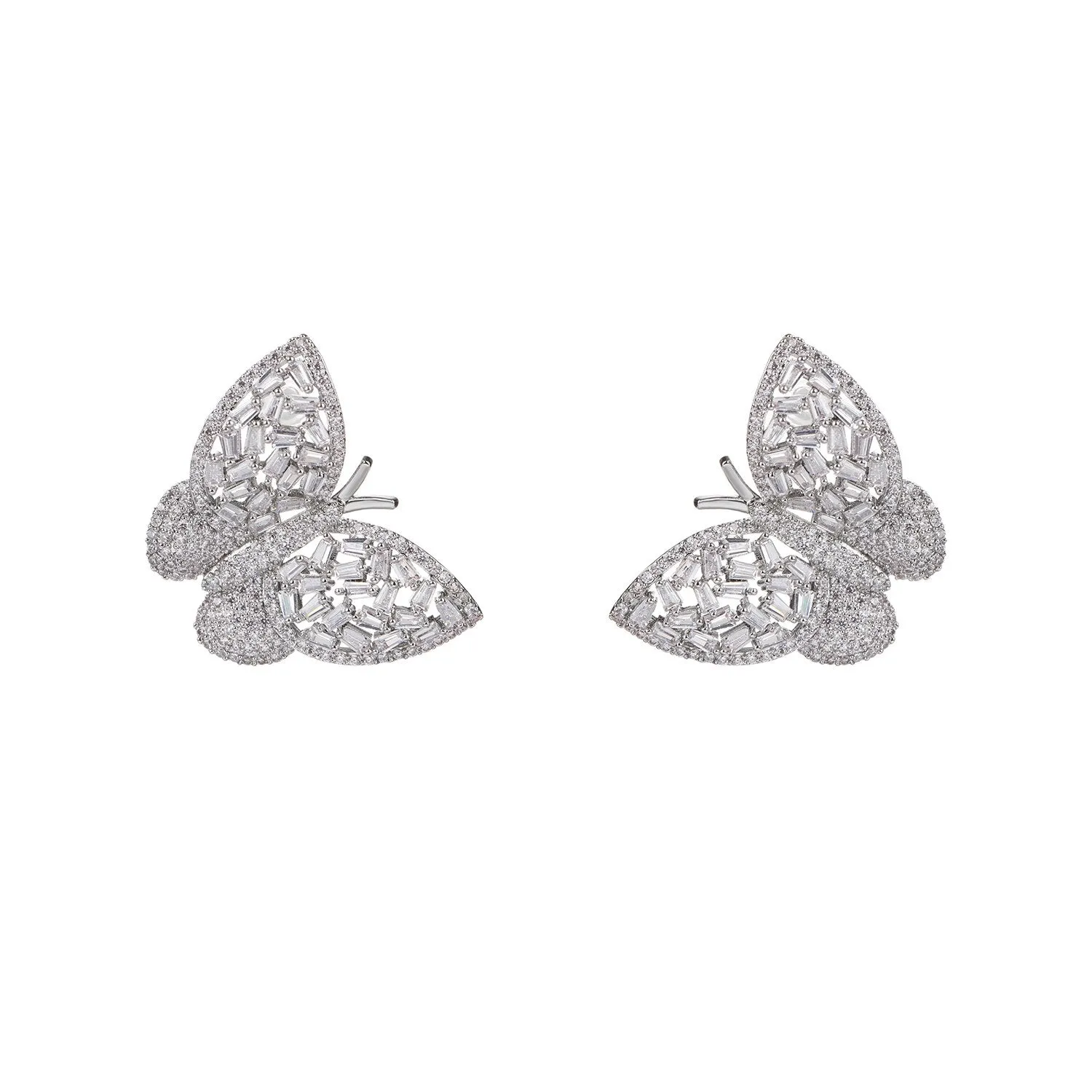 Cubic Zircon CZ Butterfly Earrings for Wedding, Crystals Drop Earring for Bride, Women Girl Birthday Party Jewelry CE11483