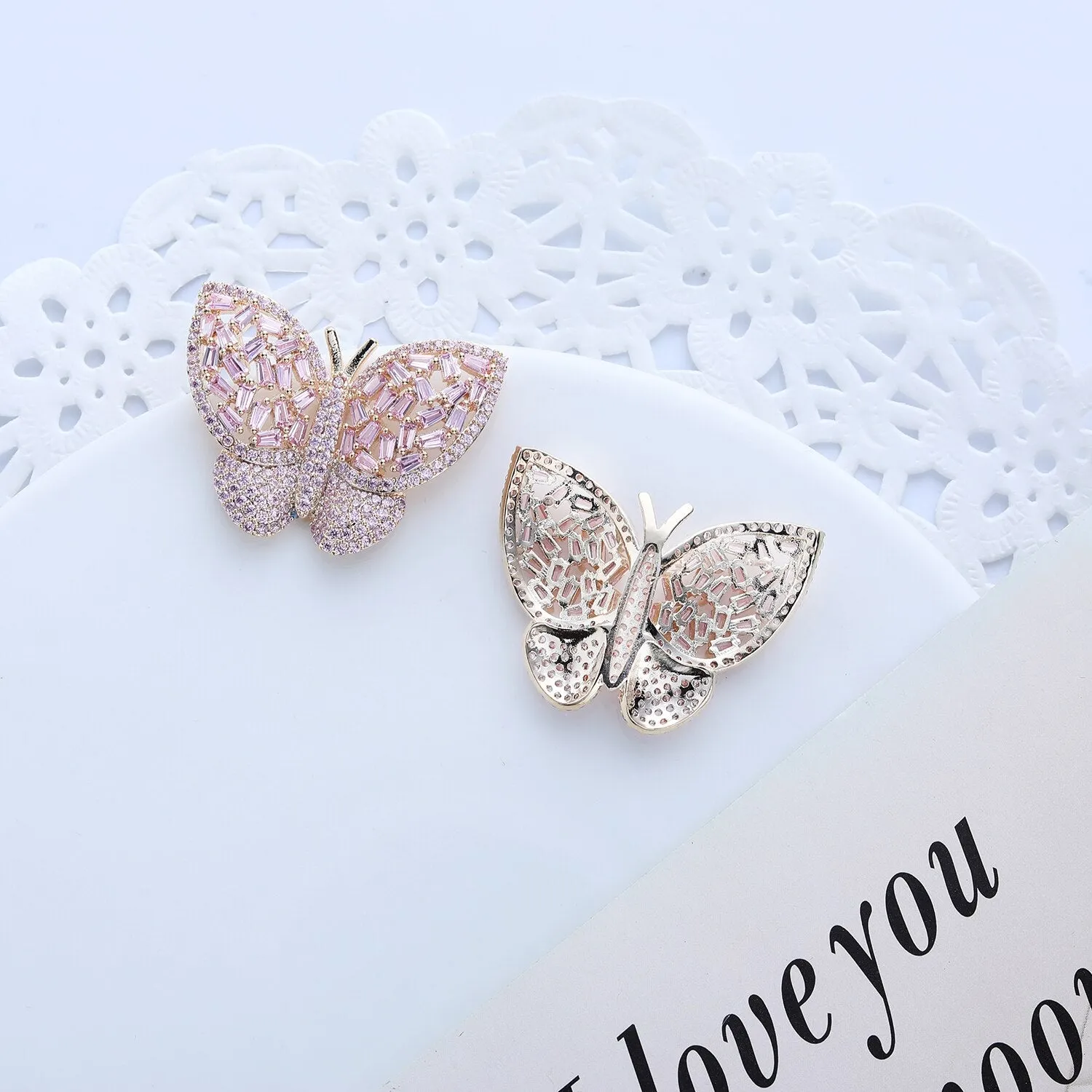 Cubic Zircon CZ Butterfly Earrings for Wedding, Crystals Drop Earring for Bride, Women Girl Birthday Party Jewelry CE11483