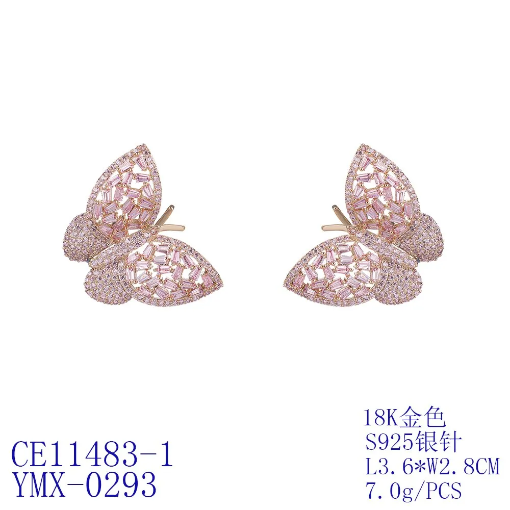 Cubic Zircon CZ Butterfly Earrings for Wedding, Crystals Drop Earring for Bride, Women Girl Birthday Party Jewelry CE11483