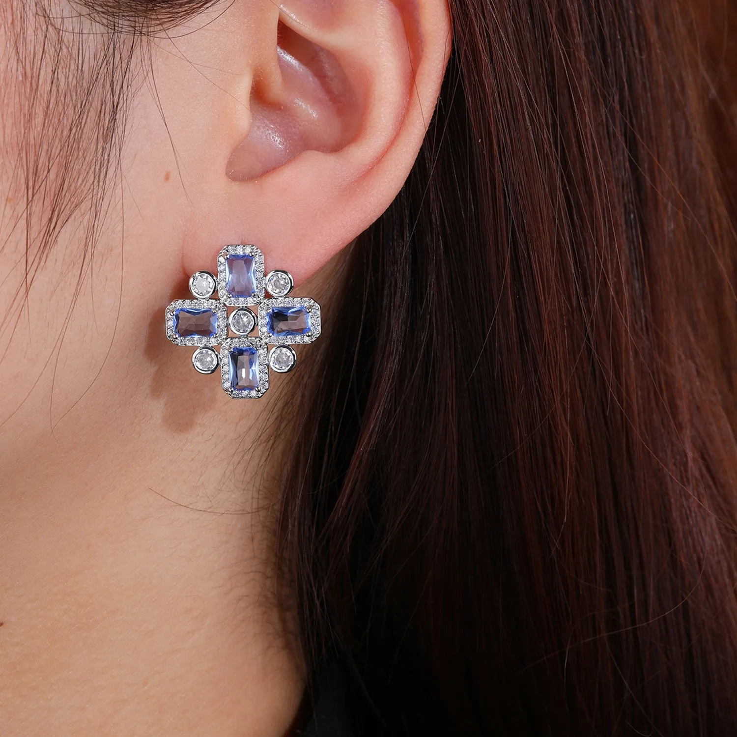 Cubic Zircon Stud Earring for Wedding, Women Girl Birthday Party Jewelry CE11958