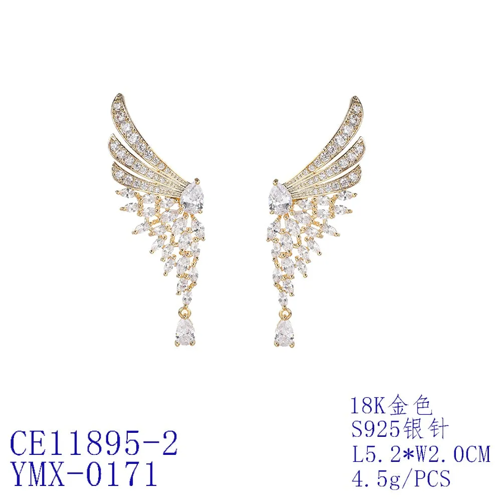 Cubic Zircon Wings Style Earrings, Drop Crystals Earring for Bride, Women Girl Birthday Party Jewelry CE11895