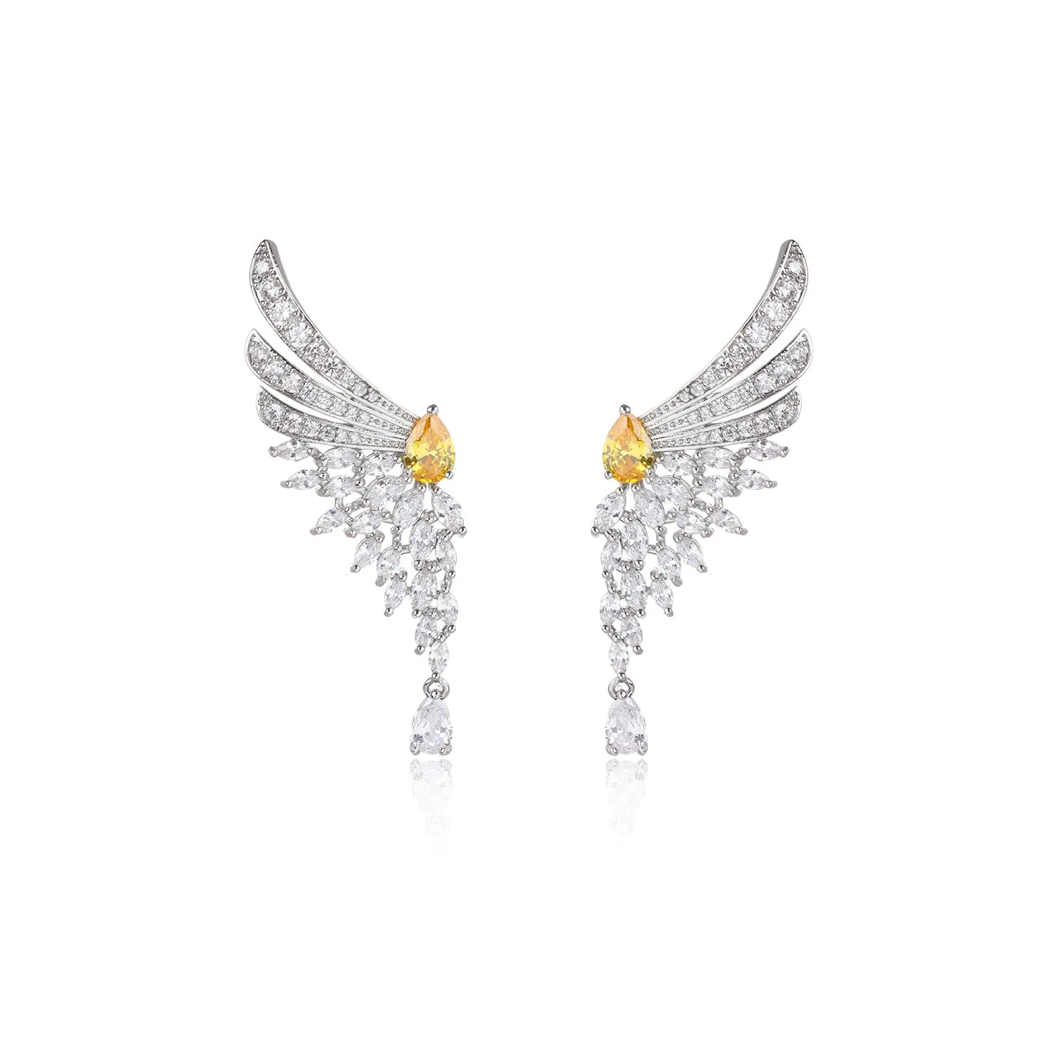 Cubic Zircon Wings Style Earrings, Drop Crystals Earring for Bride, Women Girl Birthday Party Jewelry CE11895