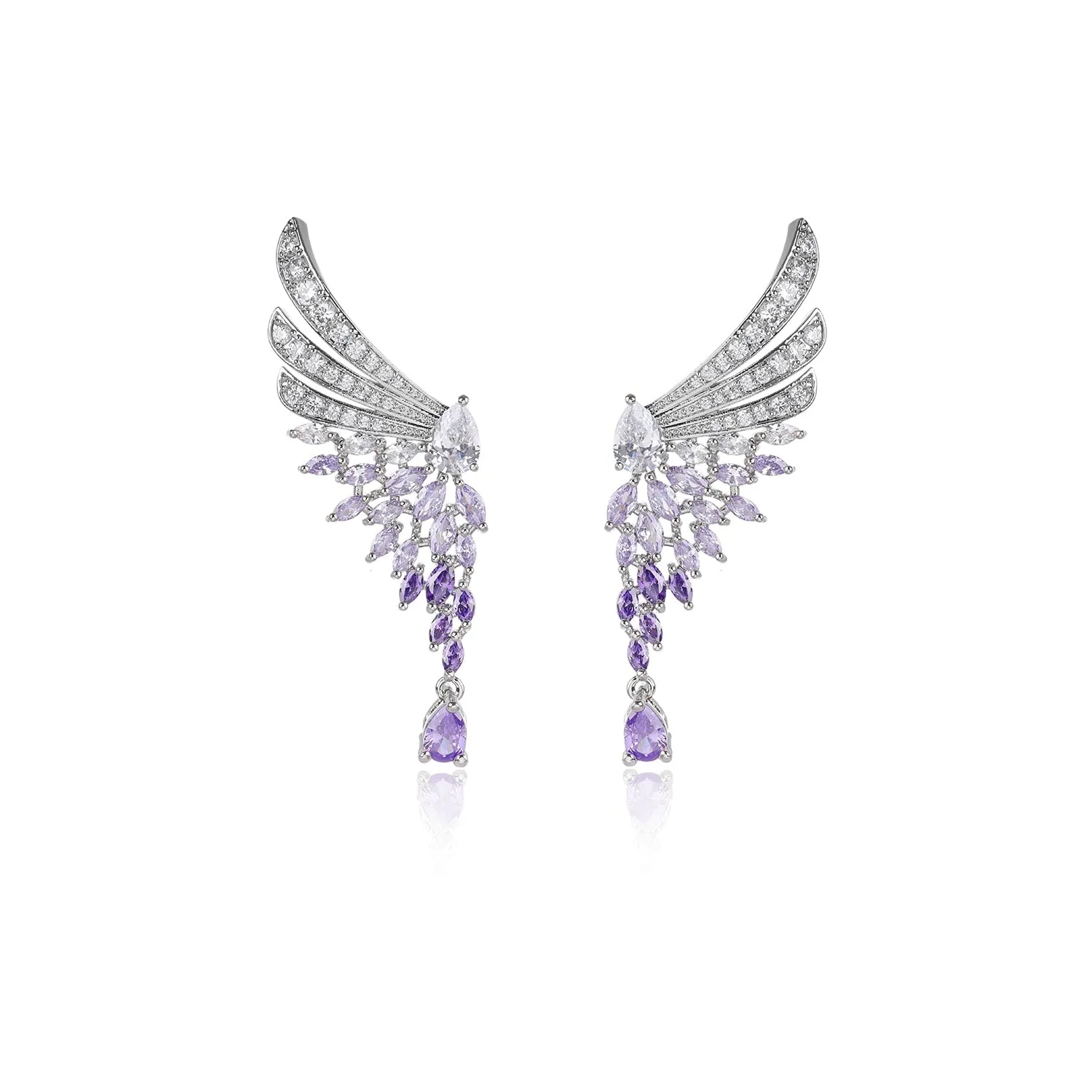 Cubic Zircon Wings Style Earrings, Drop Crystals Earring for Bride, Women Girl Birthday Party Jewelry CE11895