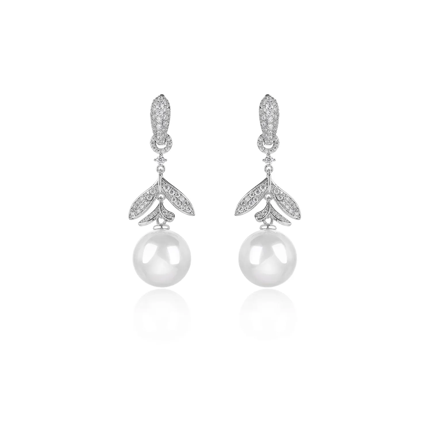 Cubic Zirconia Drop Earring for Wedding, High Pearl Prom Dangler Jewelry for Women  CE11896