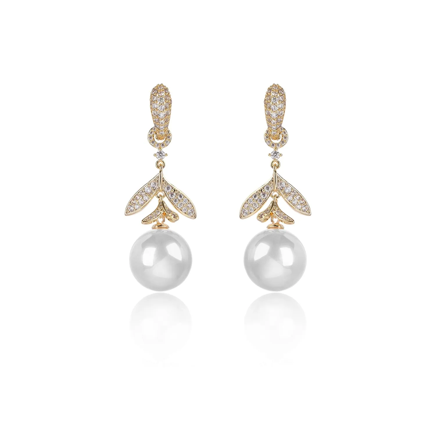 Cubic Zirconia Drop Earring for Wedding, High Pearl Prom Dangler Jewelry for Women  CE11896