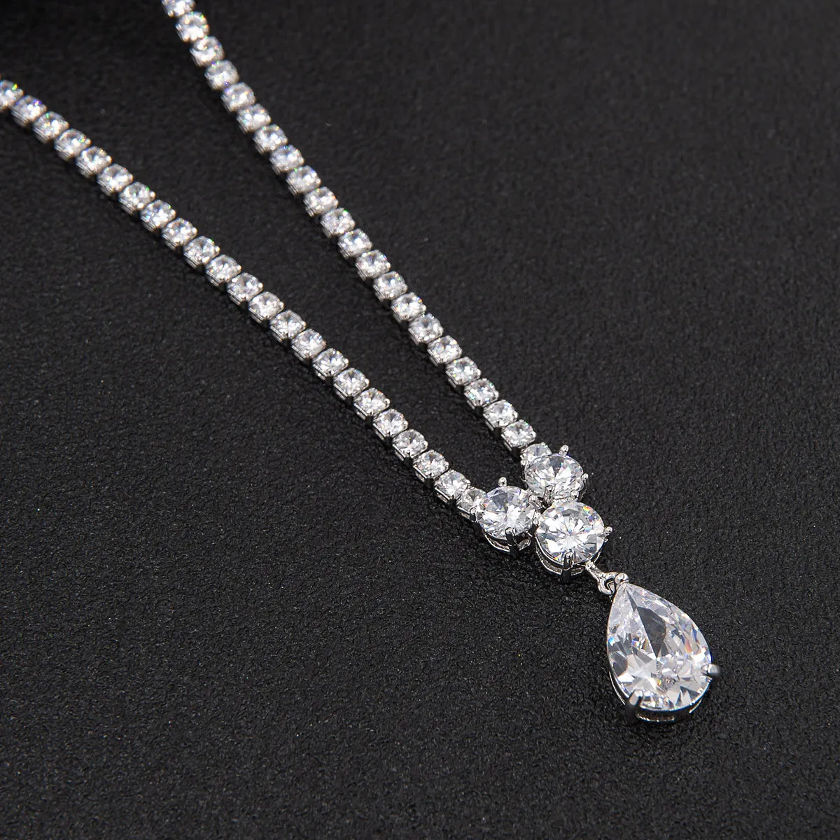 Cubic zirconia Wedding Necklace Earring Set,Bridesmaid Jewelry CN10131