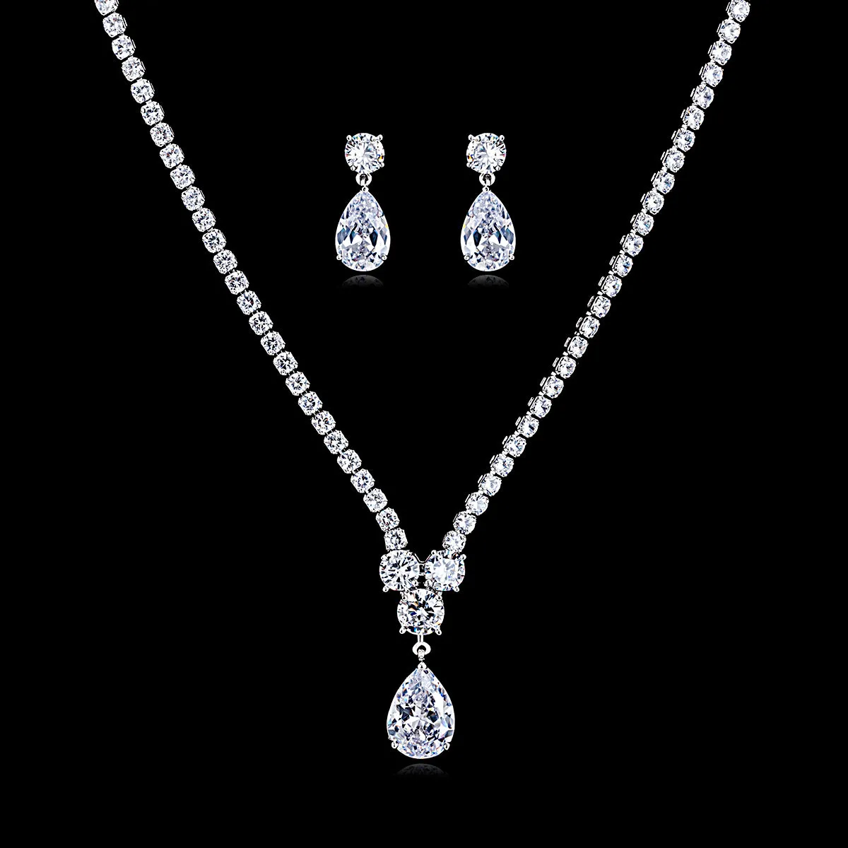 Cubic zirconia Wedding Necklace Earring Set,Bridesmaid Jewelry CN10131