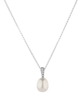 Cultured freshwater pearl necklace in sterling silver